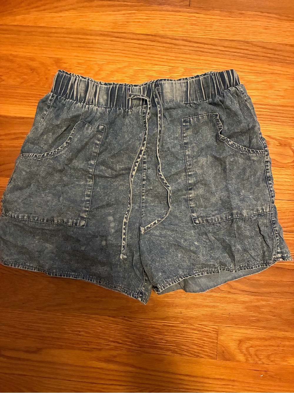 Source Unknown Faded Blue Denim Drawstring Shorts